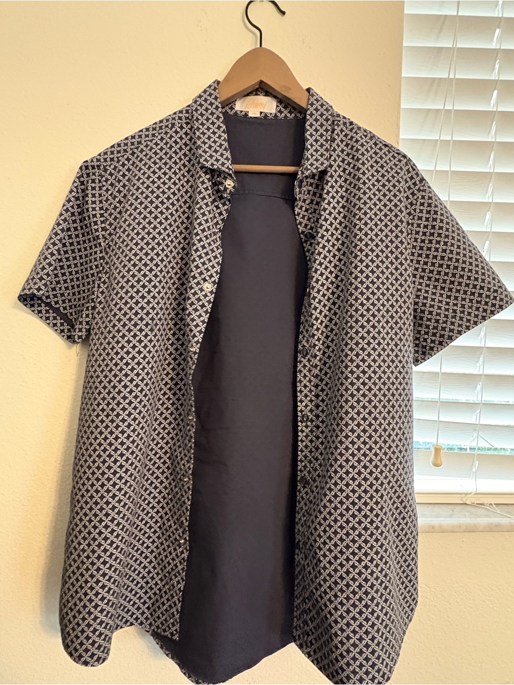 Brioni Navy & White Patterned Short Sleeve Shirt
